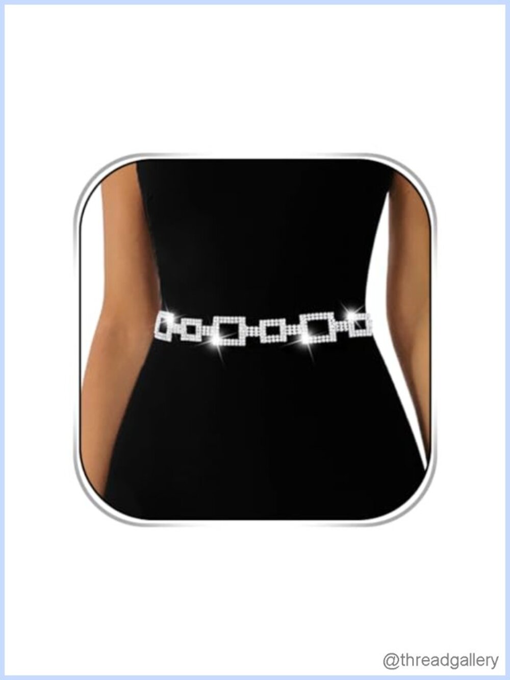 Rhinestone Chain Belt Adjustable Waist Sparkle Dress Belt for Women